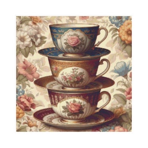 Tea cross stitch, cups pattern, cup cross stitch, tea pattern, kitchen cross stitch, tea time, cross stitch, tea cup, pattern mug, cup