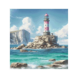 Lighthouse cross stitch, sea cross stitch, maritime cross stitch, sea cross stitch, lighthouse pattern, landscape, lighthouse, beach, ocean