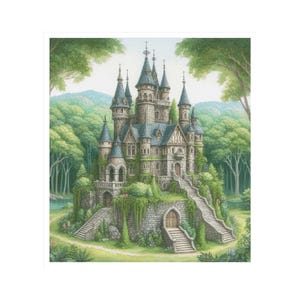 Kasteel kruissteek, middeleeuwse kruissteek, bos kruissteek, kasteel kruissteek, patroonhouder, kasteelpatroon, sprookjespatroon