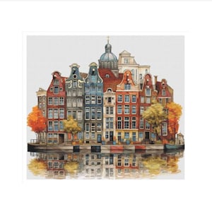 Kreuzstich-Häuser, kleine Stadt zum Sticken, Kreuzstich-Stadt, Kreuzstich Holland, Kreuzstich-Häuschen, ländlicher Kreuzstich, Häuser