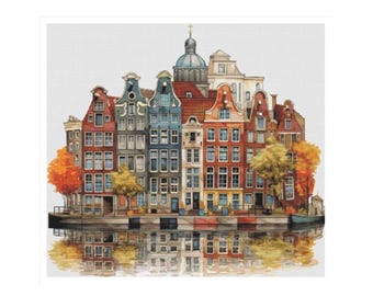 Cross stitch houses, village pattern, cross stitch village, Holland cross stitch, village cross stitch, city cross stitch, houses pattern