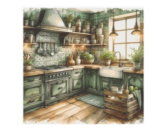 Patrón de cocina de punto de cruz, punto de cruz casa, punto de cruz cocina, punto de cruz rustico, punto de cruz hogar, pattern keeper