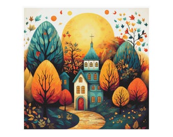 Cross stitch houses, cross stitch village, cross stitch village, autumn cross stitch, cross stitch houses, autumn pattern, village pattern