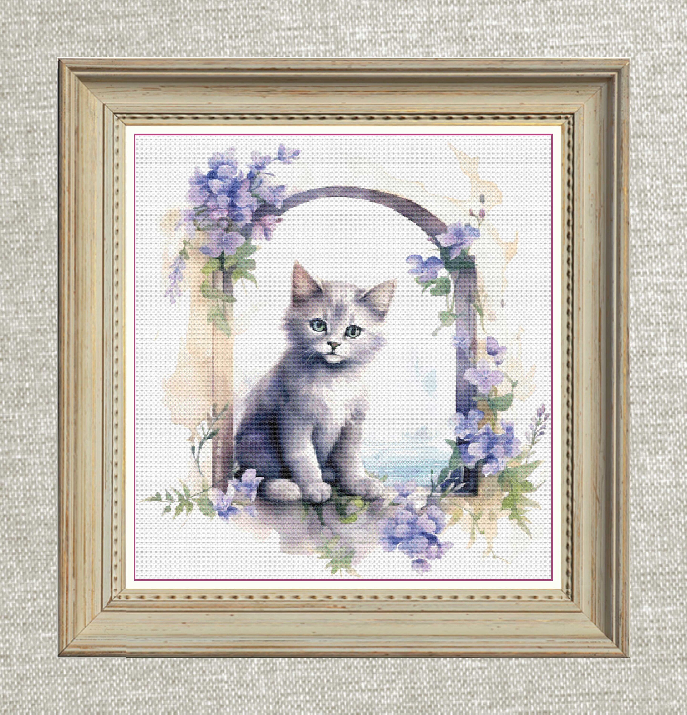 Kitten Cross Stitch, Persian Cat to Embroider, Cross Stitch Cat, Cross