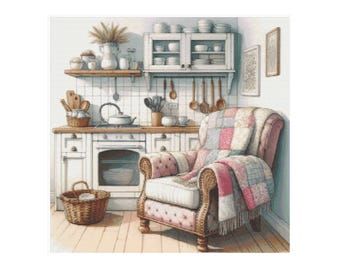 Cross stitch kitchen pattern, home cross stitch, pattern keeper, kitchen pattern, Country kitchen, rustic kitchen, cozy kitchen, pattern