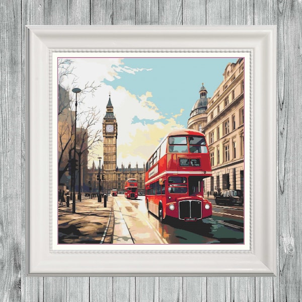 London cross stitch, london to embroider, cross stitch city, cross stitch facades, city cross stitch, cross stitch bus
