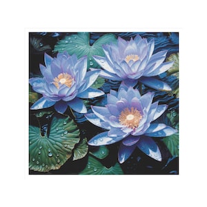 Lotus cross stitch, cross stitch lotus, cross stitch tulips, cross stitch flowers, cross stitch, lotus pattern, blue flowers, garden pattern