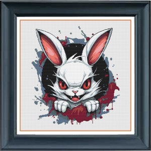 Cross stitch, crazy rabbit, halloween, killer cross stitch, halloween cross stitch, monster, crazy bunny, cross stitch pattern, halloween