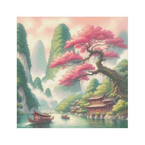 Japanese garden cross stitch, landscape cross stitch, Japanese cross stitch, Japan cross stitch, japanese cross stitch, pattern keeper