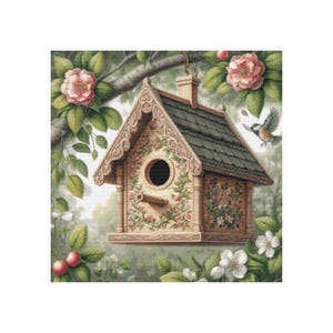 Vogel-Kreuzstich, Vogelhaus-Kreuzstich, Vogel-Kreuzstich, Haus-Kreuzstich, Gartenmuster, Vogelhaus-Muster