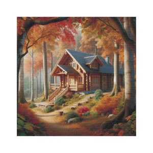 Cross stitch cabin, cross stitch little house, forest to embroider, cabin to embroider, cross stitch forest, cross stitch wooden cabin