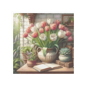 Tulips cross stitch, garden cross stitch, spring cross stitch, cross stitch, flower bouquet, tulips pattern, pattern keeper, garden pattern
