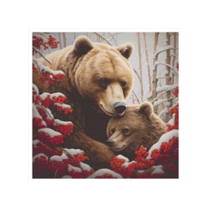 Bears cross stitch, cross stitch bear, winter cross sttch, Christmas, cross stitch, bear cross stitch, bear pattern, forest cross stitch