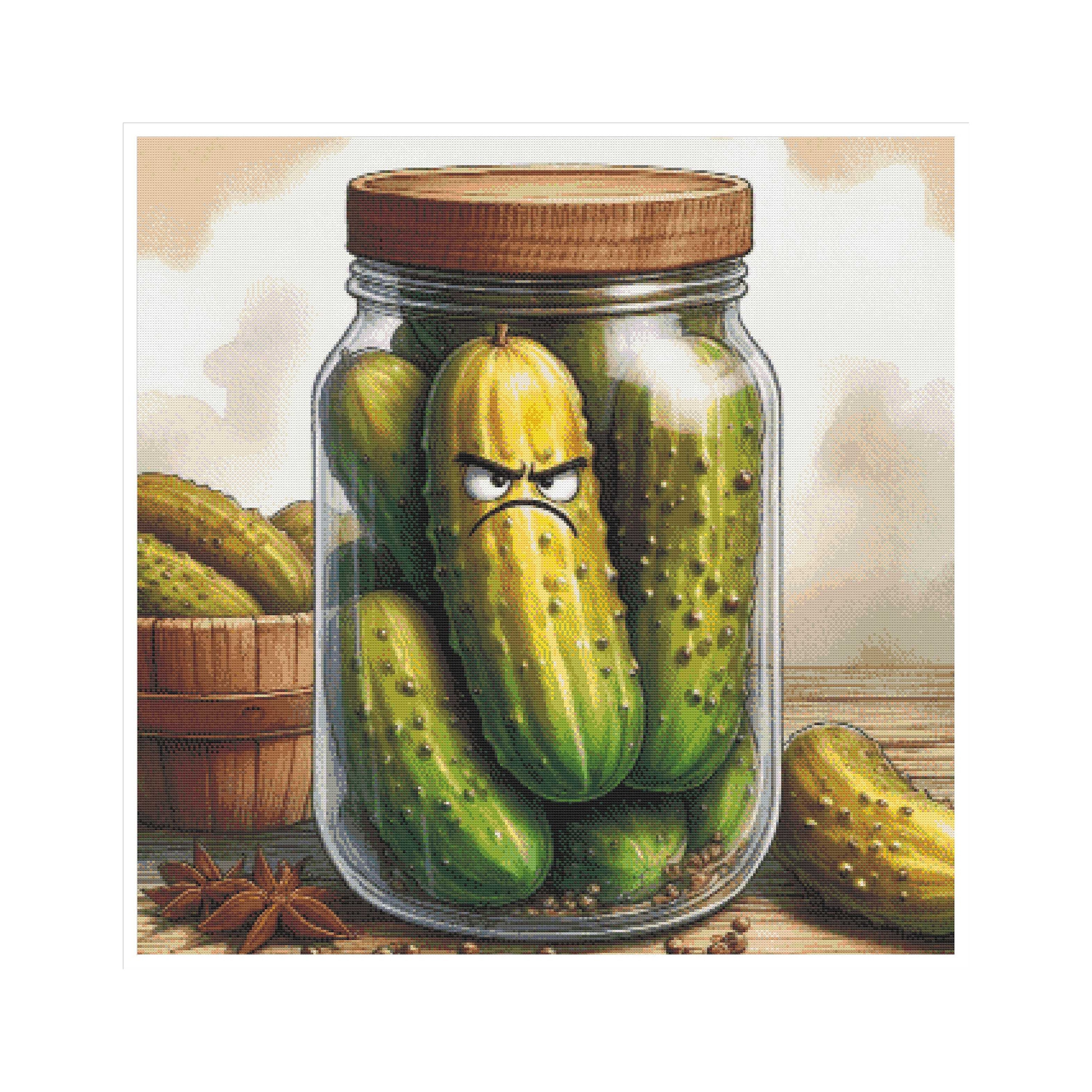Pickles cross stitch, kitchen cross stitch, kawaii cross stitch, funny cross stitch, cross stitch boat, modern cross stitch