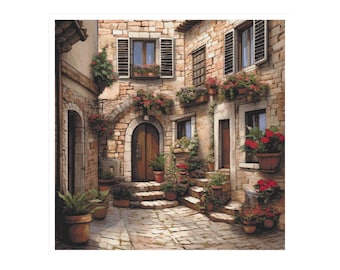 House cross stitch, street pattern, cross stitch, facade, village pattern, cross stitch house, stone house, rural house, village, stone