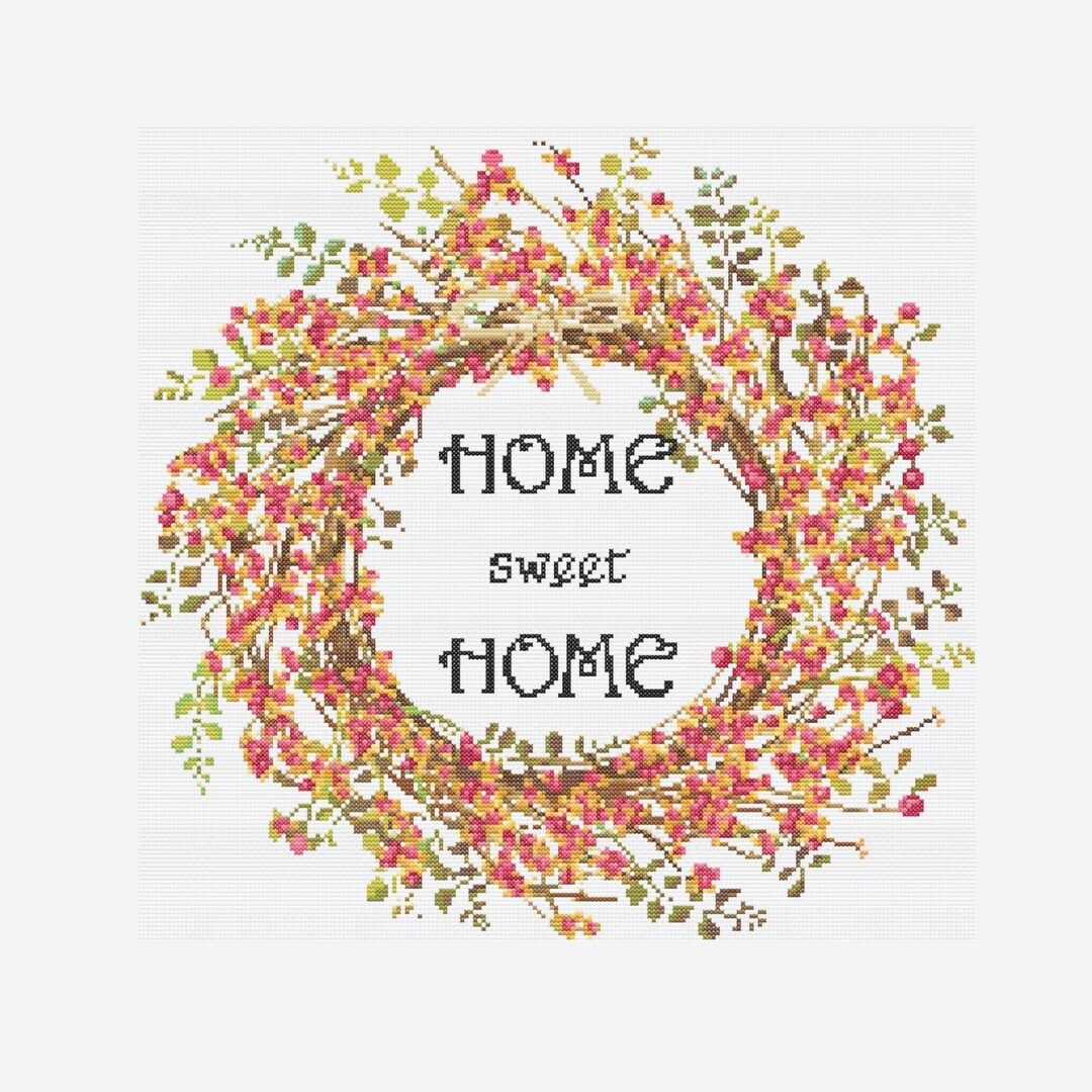 Classic Cross Stitch Design, Home Cross Stitch, Home Sweet Home Cross