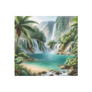 Cross stitch beach pattern, jungle cross stitch, waterfalls cross stitch, paradise cross stitch, beach cross stitch, pattern keeper