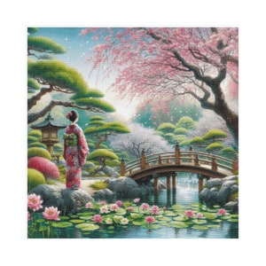 Cross stitch garden, cross stitch geisha, japanese to embroider, japanese garden to embroider, geisha cross stitch, japanese cross stitch