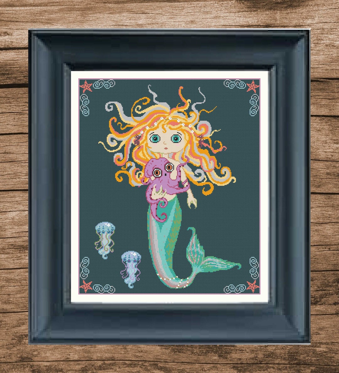 Mermaid Cross Stitch, Little Mermaid Cross Stitch, Octopus Cross Stitch