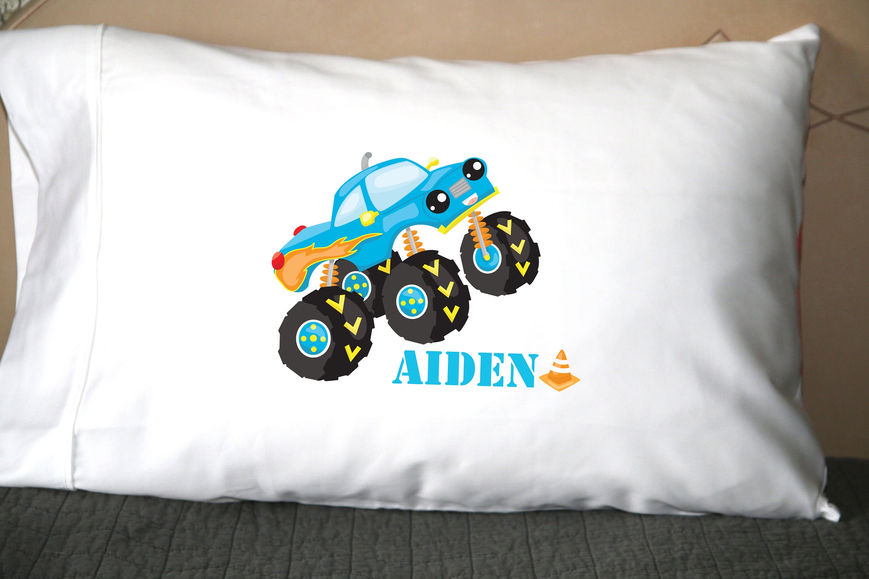 Personalized Monster Truck Pillow Case for Young Boy Etsy