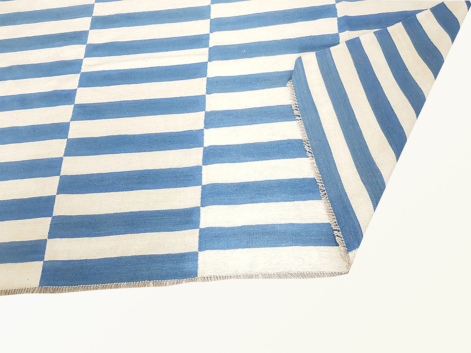 Striped Rug Blue and White Rug Kilim Rug Dhurrie Rug Flat Etsy UK