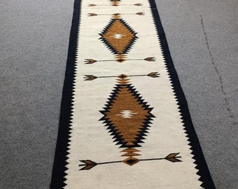 Home decoration rug, Brown and beige Long Navajo rug, Navajo runner rug, custom rug, stair Navajo rug, designer wool rug, hallway kilim rug