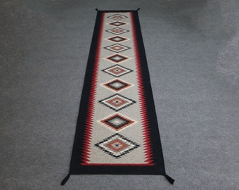 Long Navajo rug, Navajo runner rug, custom rug, stair Navajo rug, red and grey rug, wool rug, authentic Navajo rug, hallway rug, kilim rug