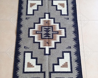 Grey and black rug, Long Navajo rug, Navajo runner rug, custom rug, stair Navajo rug, home decoration rug, wool rug, hallway rug, kilim rug