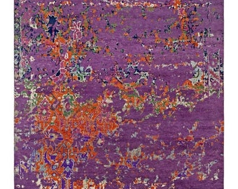 Hand Knotted Wool Area Rug: Multi Color Custom Rug
