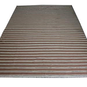 Camel brown kilim rug, Natural wool color flatweave rug, striped rug, 8x10 rug, 9x12 rug, 5x8 rug, 4x6 rug, 10x14 rug, custom order rug,