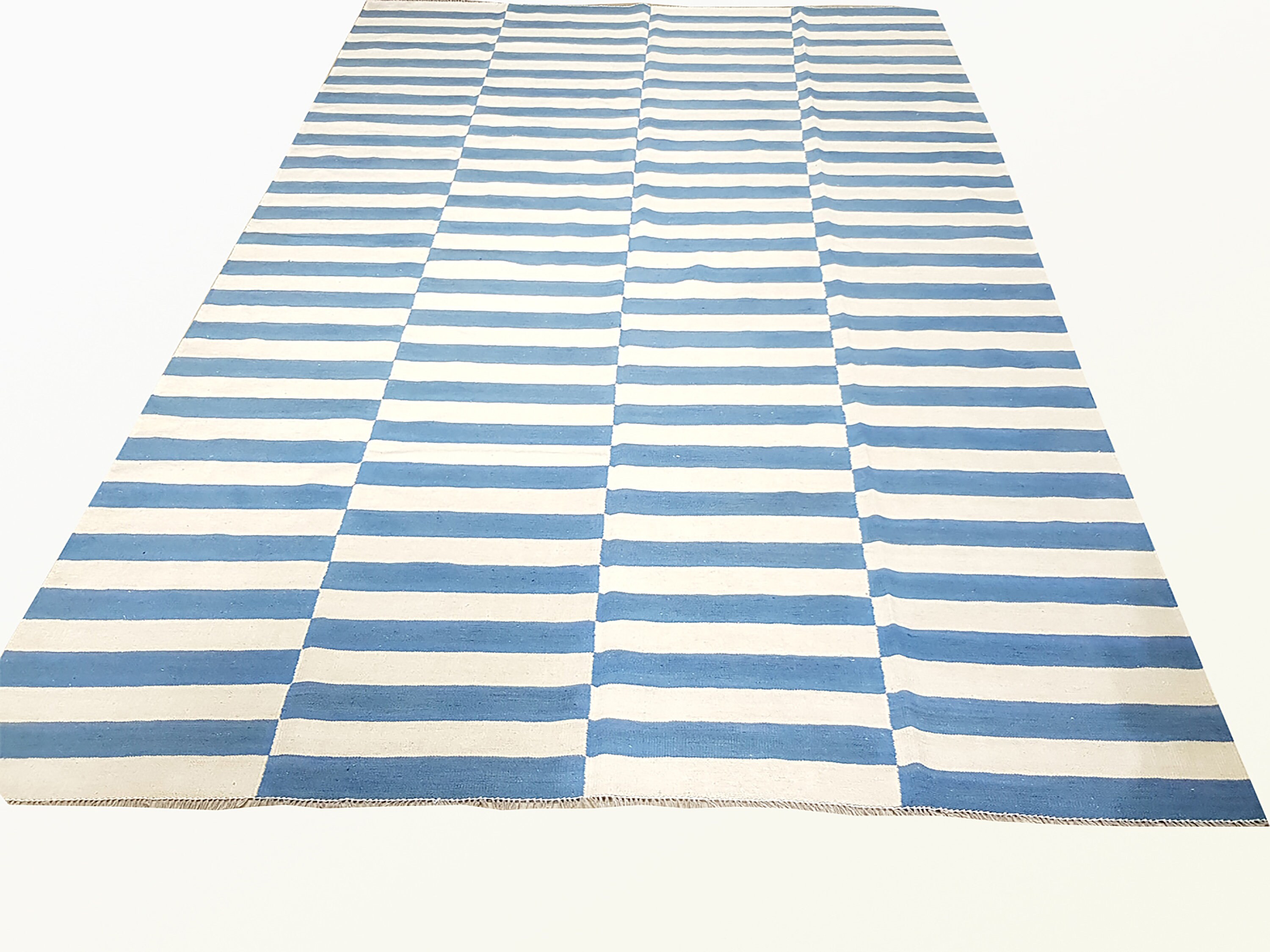 Striped Rug Blue and White Rug Kilim Rug Dhurrie Rug Flat Etsy UK