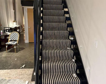 Black and White Kilim Runner Rug: Custom Hallway Stair Rug
