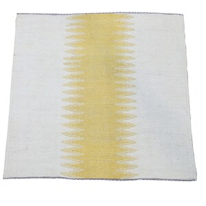 Runner rug, yellow and beige rug, minimalist rug runner, hallway rug, kilim rug, custom made rug, designer rug, bespoke runner rug