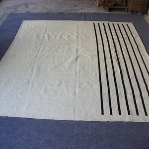 Striped kilim rug, area rug, designer rug, black and white / ivory rug, dhurrie rug, flat weave rug, 8x10 rug, 9x12 rug, 10x14 rug kilim