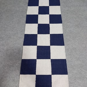 Tappeto a scacchi, tappeto a scacchi, tappeto a quadri buffalo, tappeto di dimensioni personalizzate, tappeto 8x10, tappeto 9x12, tappeto 4x6, tappeto kilim 5x8, tappeto dhurrie, tappeto blu bianco