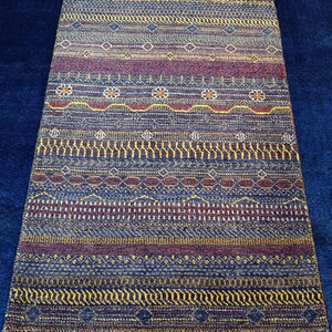 Grey knotted rug, Modern Gabba rug, Grey wool rug,  designer area rug, bedroom rug, hand knotted rug,  Multicolor rug, home designer rug