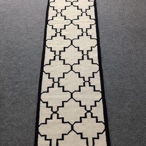 Long Navajo rug, Navajo runner rug, custom rug, stair Navaho rug, black and white rug, wool rug, authentic Navajo rug, hallway kilim rug