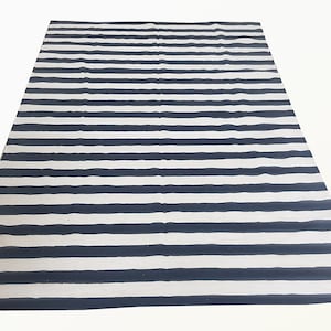 Striped kilim rug, area rug, black and white / ivory rug, dhurrie rug, flat weave rug, 8 x 10 kilim, 9x12 kilim rug, 6 x 9 area rug