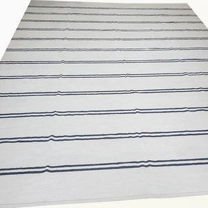 Striped kilim rug, area rug, black and white / ivory rug, dhurrie rug, flat weave rug, 8 x 10 kilim, 9x12 kilim rug, 6 x 9 area rug 4x6 rug