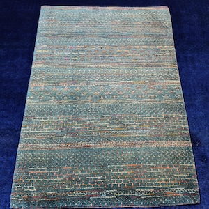 Grey knotted rug, Modern Gabba rug, Grey wool rug,  designer area rug, bedroom rug, hand knotted rug,  Multicolor rug, home designer rug