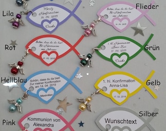 Gastgeschenk, Kommunion,  Konfirmation, Schutzengel ,Wunschtext, Personalisiert, Firmung, Christenfisch, Ichthys