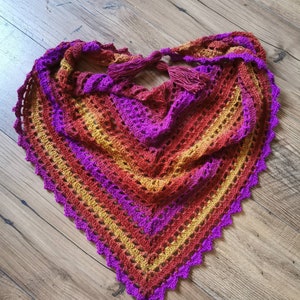 Sunset eyelet crochet shawl