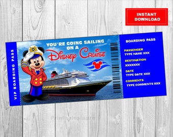 Cruise Ticket Printable Boarding Pass Editable File, Surprise Trip Vacation, Envelope Ticket, Personalize, INSTANT DOWNLOAD