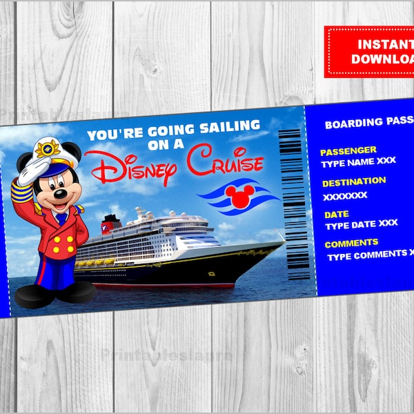 Cruise Ticket Printable Boarding Pass Editable File, Surprise Trip Vacation, Envelope Ticket, Personalize, INSTANT DOWNLOAD