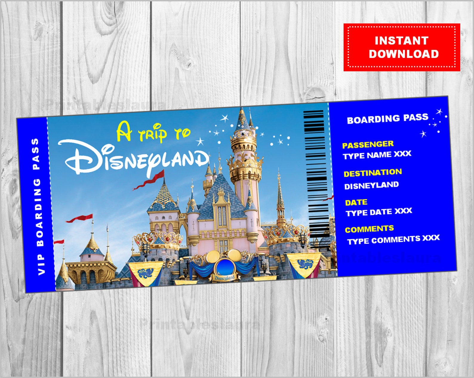 Customizable Boarding Pass, A Trip to Disneyland Disneyworld, Surprise