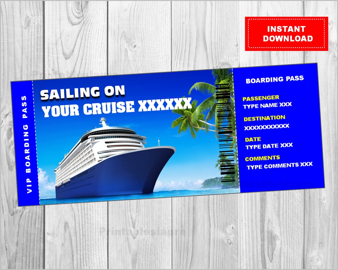 Printable Cruise Vacation Surprise Ticket Boarding Pass, Customizable ...