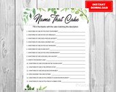 Name That Cake Bridal Shower Game, printable games instant Download, name the cake game, Greenery Bridal Shower Games, Green leaves