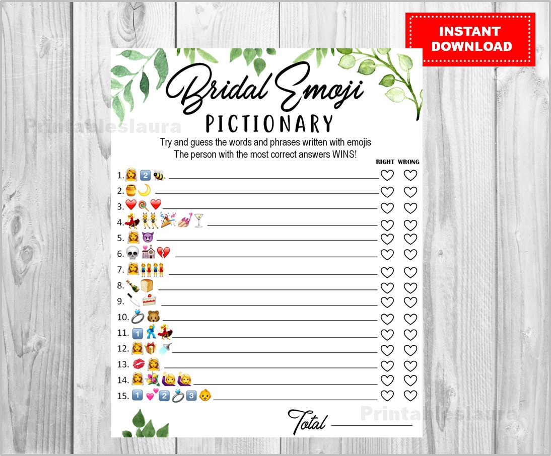 Printable Emoji Pictionary Game For Bridal Shower Printable