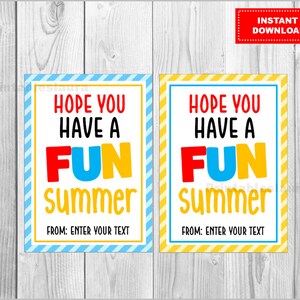 End of School Year Tag, Fun Summer Tag, Printable End of Year Favor Tag, Kids Tags for school, Editable End of School Year Tags