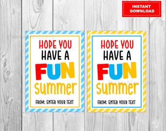 End of School Year Tag, Fun Summer Tag, Printable End of Year Favor Tag, Kids Tags for school, Editable End of School Year Tags